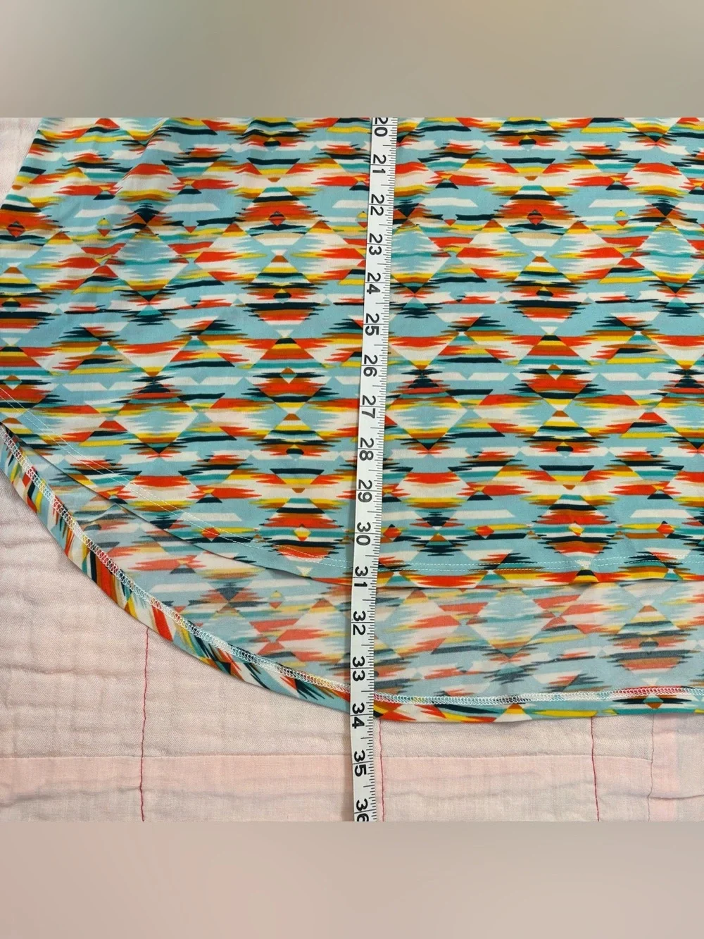 EUC LuLaRoe Girls Scarlett Dress, Sz 12, Aztec Design - Teal, Orange, Yellow - Picture 5 of 13